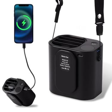 Imagem de QCBF Ventilador protable de cintura recarregável, operado por bateria de 10.000 mAh, ventilador de resfriamento pessoal de cintura vestível com luz, tempo de funcionamento máximo de 15H, fluxo de ar