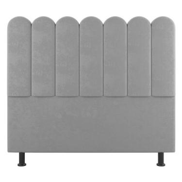 Imagem de Cabeceira Cama Box Casal King Size Lana 195cm Suede Cinza Claro - Abma