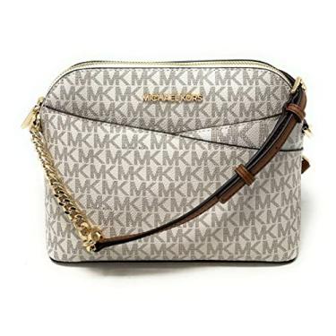Imagem de Michael Kors Bolsa de couro transversal média Jet Set, Baunilha