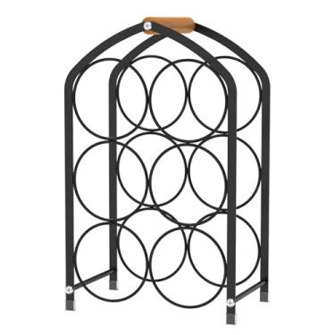 Imagem de Suporte de vinho de mesa, suporte de vinho moderno independente, rack de vinho de bancada com cabo de madeira elegante, design de almofadas antiderrapantes PP para decoração de armário de casa, bar e