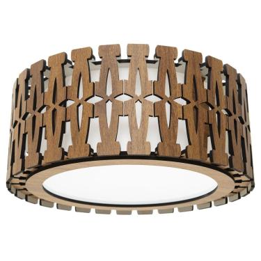 Imagem de Lustre Decorativo Madeira Plafon Redondo Ubatuba 25Cm