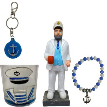 Imagem de Kit Escultura Capitão 20 cm + Copo + Chaveiro+ Pulseira