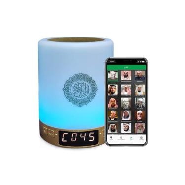 Imagem de Alto-falante Alcorão, alto-falante Bluetooth com luz noturna, com lâmpada de cabeceira multicolorida, despertador, controle remoto e aplicativo, leitor de MP3 (SQ122)