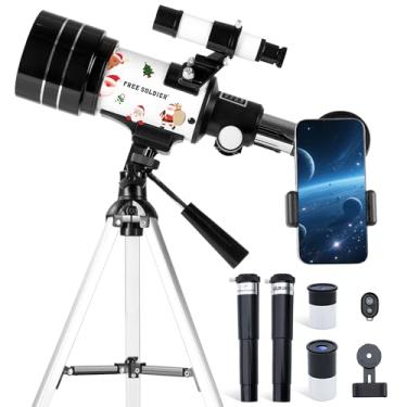 Imagem de FREE SOLDIER Telescope for Kids 70mm Aperture Astronomical Refractor Telescopes for Beginners (15X-150X) 300mm Telescope for Adults High Powered with A Phone Adapter & A Wireless Remote (White)