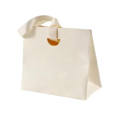 Imagem de Bolsa de presente pequena com alças, embalagem de presente para crianças, festa de feliz aniversário, chá de bebê, qualquer celebração e festival (branco)