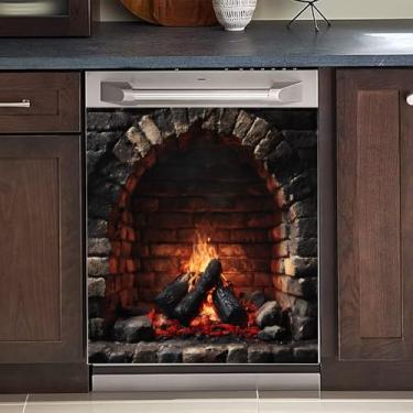 Imagem de BVBOX Capa magnética para lava-louças 58,4 cm L x 66 cm A, capas magnéticas reutilizáveis de geladeira, ímãs de lava-louças, capa decorativa para porta de geladeira, painel adesivos para