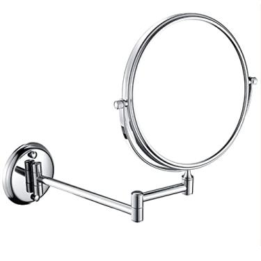 Imagem de LMJYU Espelho de maquiagem montado na parede com ampliação de 10 x espelho de barbear de banheiro espelho giratório com ampliação dupla face redonda