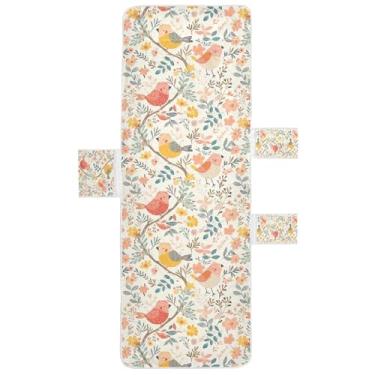 Imagem de STAYTOP Linda capa de toalha de cadeira de salão de pássaros e flores, capa macia para espreguiçadeira, capas de cadeira de praia com bolsos para jardim ao ar livre, pátio, pátio, banhos de sol