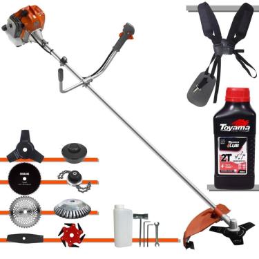 Imagem de Podador de Grama Tekna RL520ACG2 52cc + Facas 2 Pontas, 3 Pontas, 6 Pontas, 40 Dentes, 80 Dentes, Trimmer, Carretel, Escova de Aço + ÓLEO TOYAMA 2T