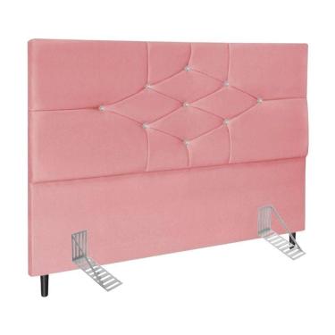 Imagem de Cabeceira Cama Casal Box 140 Cm Virgínia Suede Rosa E-frame