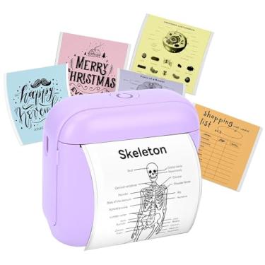 Imagem de Yunseity Mini impressora de adesivos, impressora térmica portátil de etiquetas com 203 DPI de alta resolução, impressora sem tinta Bluetooth de bolso para notas, fotos, recibos, diários, cartões