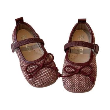 Imagem de Sapatos Casuais Para Meninas Bebê Com Laço Redondo, Leves E Confortáve