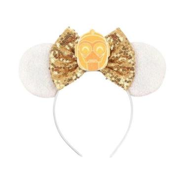 Imagem de Tiara De Orelhas De Rato Da Disney Com Laço De Lantejoulas Para Menina