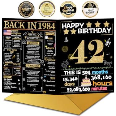 Imagem de Joycard Cartão de aniversário de 42 anos com envelope, decorações de aniversário de 42 anos para mulheres e homens, presentes de aniversário para ela, cartões de feliz aniversário para esposa marido