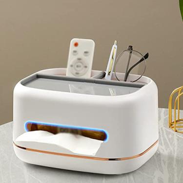 Imagem de Caixa de lenços de mesa caixas de lenços removíveis estojo de lenço decorativo leve caixas de armazenamento de papel para carro de escritório em casa (cor: branco, tamanho: 20,5 * 15,5 * 12,2 cm