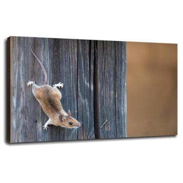 Imagem de Pôster de ratos impressões em tela de madeira animais arte de parede para casa 1 painéis decorações com moldura 33.0 cm x 20.3 cm