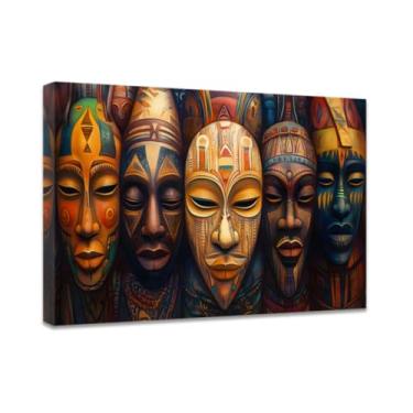 Imagem de DOARTDO Máscara tribal africana arte de parede em tela imagens étnicas tribais tradicionais máscaras africanas decoração de parede vintage impressões de arte afro-americanas para decoração de casa