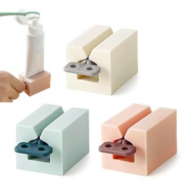 Imagem de 3 peças de pasta de dente rolante, suporte de pasta de dente em pé, organizador de banheiro, ferramenta espremedora de cachimbo para pasta de dente, loção, pomada