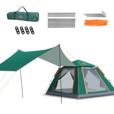 Imagem de Barraca de Camping Automática 4-6 Pessoas, Impermeável com Mosquiteiro e Cobertura Solar, Dobrável (Cúpula do Cinturão Verde)