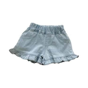 Imagem de Shorts Para Meninas Com Babados Em Azul Claro E Branco 2-8T Leves E Re
