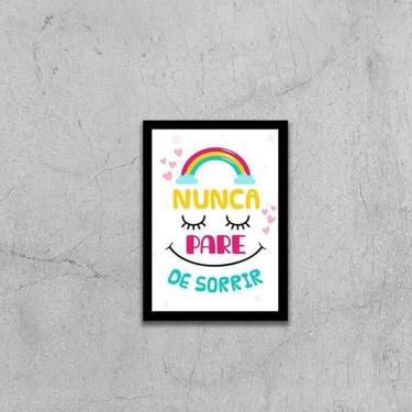 Imagem de Quadro Nunca Pare De Sorrir 33X24Cm - Vidro Moldura Preta