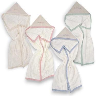 Imagem de Toalhão Banho Bebê Grande Soft Capuz Algodão Bordada Loupiot, Azul