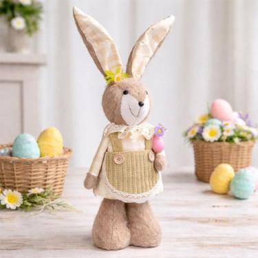 Imagem de Boneco Coelhinho Coelho Pelúcia Verde Decoração Páscoa 50cm - Genérico