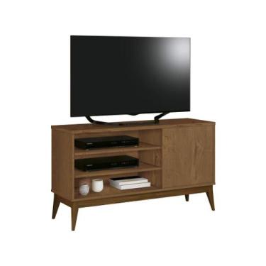 Imagem de Rack Retrô Pés Madeira 01 Porta Lateral Vinci Nature - EDN, Marrom