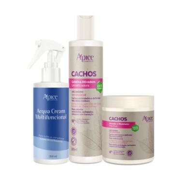 Imagem de Kit acqua, gelatina 300ml e ativador 500g cachos - Apice Cosmeticos