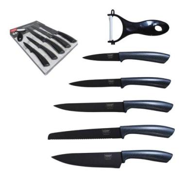Imagem de Conjunto Facas Cozinha Churrasco Chef Titanium Super Lamina - Bobssen