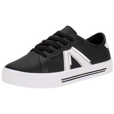 Imagem de Tênis feminino casual moleca 5667753, Preto, Branco, 36