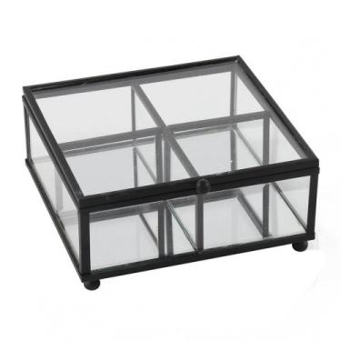 Imagem de Porta Objetos Em Vidro E Metal Preto 14x14x6cm - BTC
