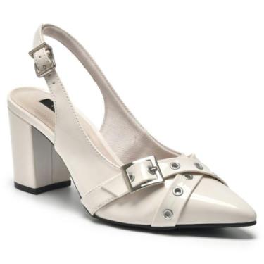 Imagem de Scarpin Feminino Slingback Verniz Marfim Via Marte 028-023-01, 35