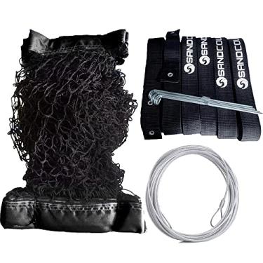 Imagem de Rede Beach Tennis 4 Lonas Mais Cabo e Fita de Marcação - Kit (preto)