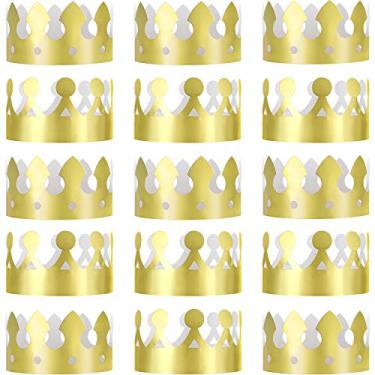 Imagem de Jovitec 24 peças de coroas douradas do rei dourado de papel para festa de aniversário, celebração de bebê, acessórios para fotos