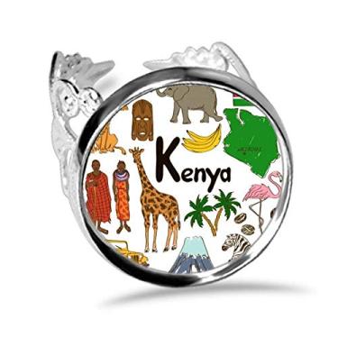 Imagem de DIYthinker Kenya Landscap Animals Anel de noivado ajustável com a bandeira nacional