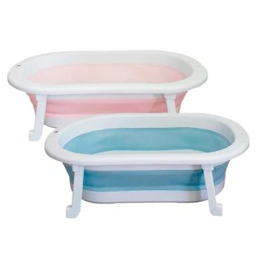 Imagem de Banheira Retrátil Dobrável Em Silicone De Bebe (Azul)