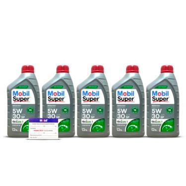 Imagem de Kit 5 Litros Oleo Mobil Super Dexos 1 5w-30 Api Sp Sintetico