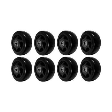 Imagem de Kit 8 un roda pvc preto 4 pol 100kg p/ rodízio - AJAX