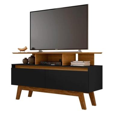 Imagem de Rack Bancada Para Tv Até 50 Pol. 2 Portas Rubi 1.2 Cinamomo/preto Fosco - Bechara