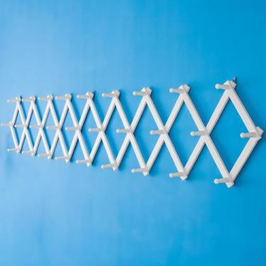 Imagem de Cabide de parede SKOLOO Accordion Expansível Cabide de Madeira Branca