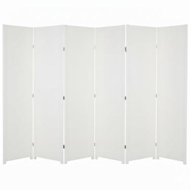 Imagem de Biombo Liso Sanfonado Com Dobradiça Fechado Pintado Divisor De Ambiente Preto ou Branco Jt Home (BRANCO, 6 FOLHAS DE BIOMBO)
