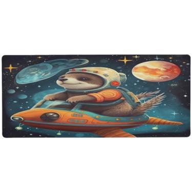 Imagem de Wassud Preguiça fofa (9) mouse pad para jogos com base de borracha antiderrapante, mouse pad longo para teclado de computador com borda costurada, impermeável grande almofada de mesa para escritório