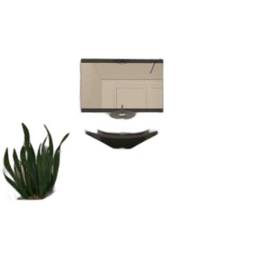 Imagem de Gabinete De Vidro 60Cm Ac Com Cuba Quadrada - Grafite