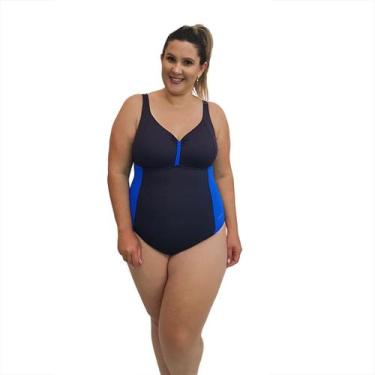 Imagem de Maiô Natação Plus Size com Sustentação Light UV 50+ Preto com Detalhe 