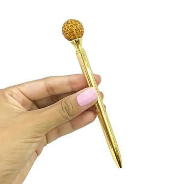 Imagem de Caneta Esferográfica Metal Ponta 0.7 mm Bola Strass Papelaria Escolar Escritório (Dourado)