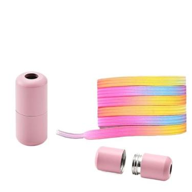 Imagem de Sem Gravata Cadarços De Sapato Colorido Fivela Cadarços Pérola Luz Colorida Sem Laços Elásticos Tênis Crianças Adulto Ampliado(Color:Pink Rainbow)