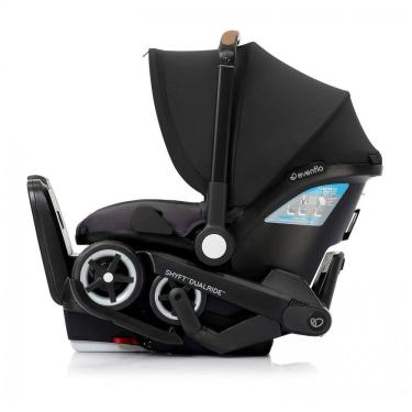 Imagem de Cadeira de Bebê para Carro 2 em 1 com Rodas para Transporte e Instalação Prática, Evenflo Shyft DualRide, Rosa e Preta