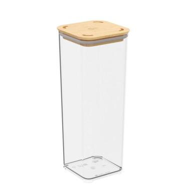 Imagem de Pote Hermético Cristal com Tampa em Bambu 1,5L, linha Modo Coza