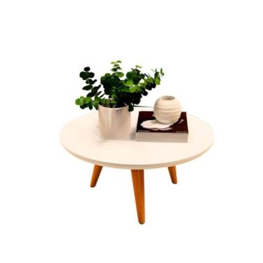 Imagem de Mesa De Centro E Lateral Apoio Para Sala Redonda Retro(Off White)